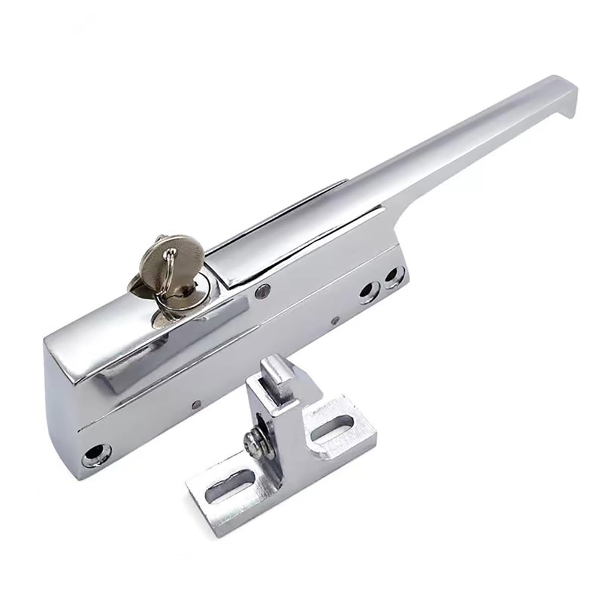 Tanfei Silver Walk-In Cooler Door Safety Latch, Zinc Alloy Industrial Equipment Door Lock With Key Locking, Freezer Cooler Oven Handle Lock 1Pcs