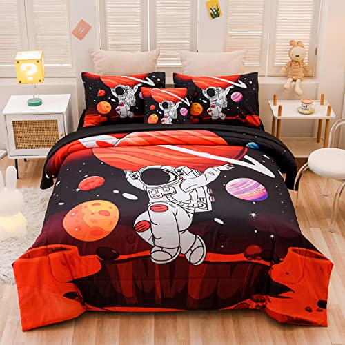 Tasselily Full Size Comforter Sets For Boys, Astronaut Outer Space Bedding Set Full Bed In A Bag, 6 Pcs Comforter Set With Sheets #TOP6