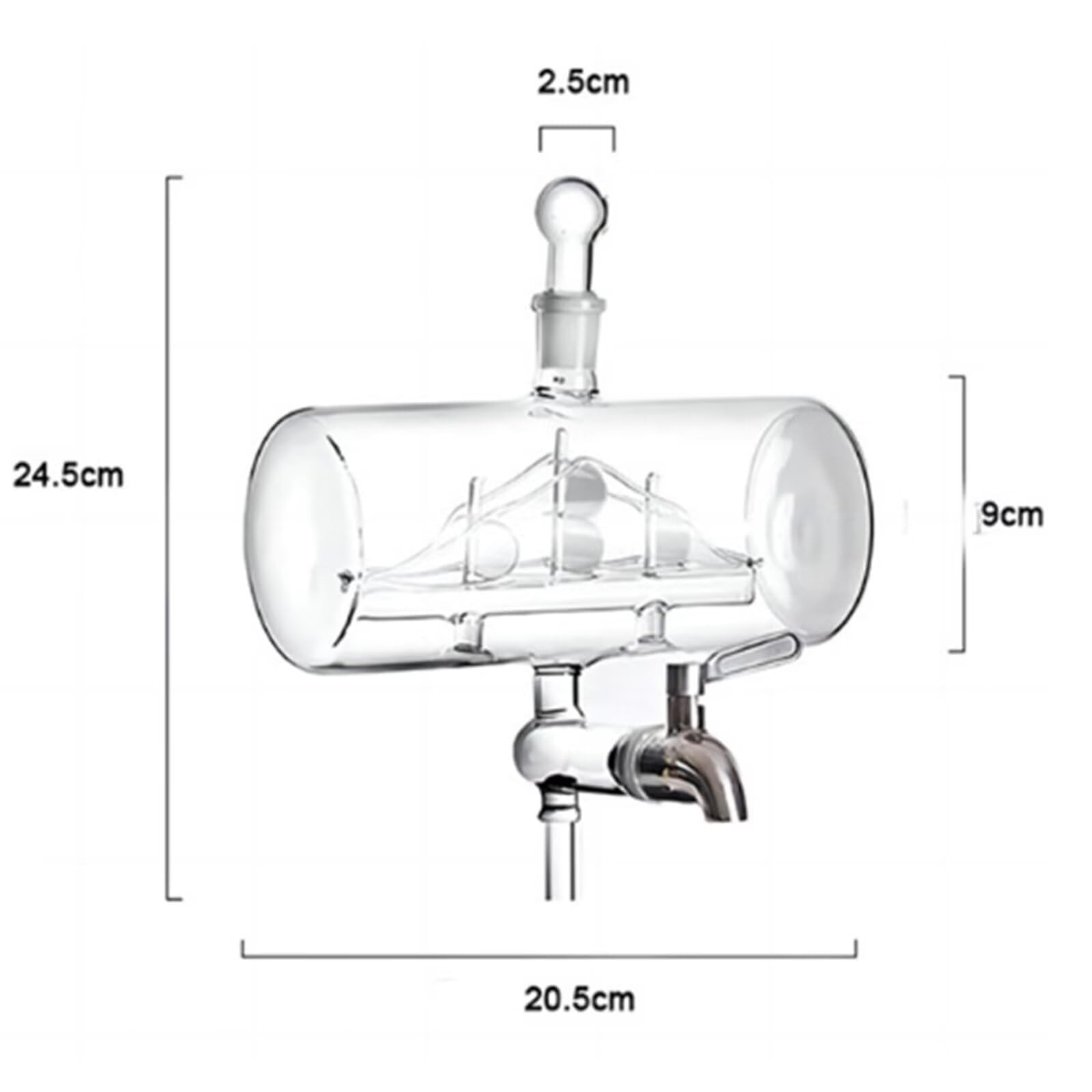 Karafka do whisky z karafką do whisky o pojemności 1000 ml, z kranem z wodą, ręcznie robiony szklany dozownik likieru z 4 kieliszkami do wina