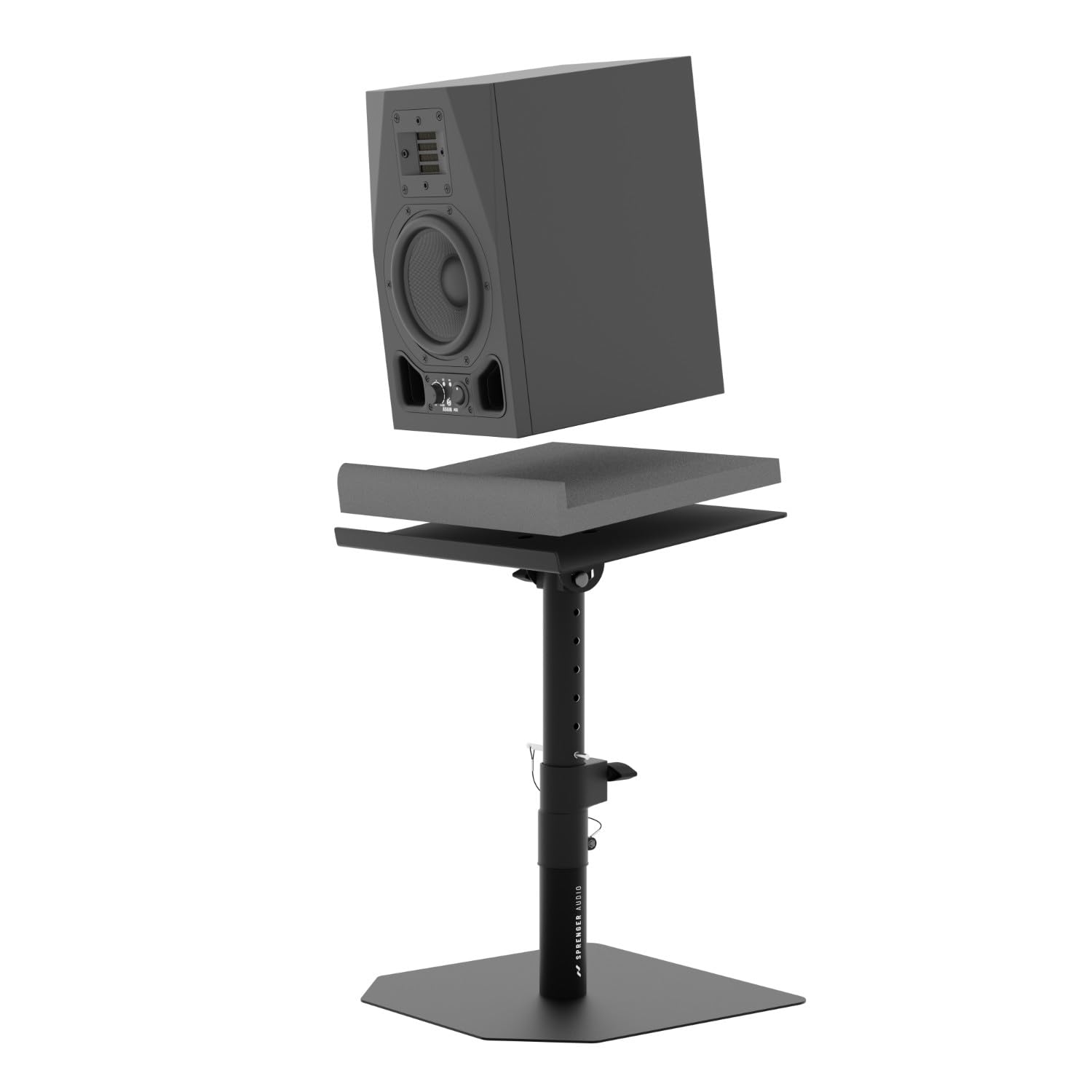 Stabiler Lautsprecher Boxen Ständer - Set inkl. Schaumstoff Absorber - Robust und Neigbar +/-20°, Tragfähigkeit bis zu 28 kg - Ideal für Schreibtisch, Tonstudio oder DJ Tisch…