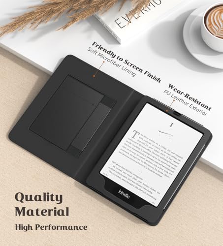 Image of MoKo Case for 7 inch /6.8 inch Kindle Paperwhite(12th /11th Gen-2024 /2021) and Kindle Paperwhite Signature Edition,Slim PU Shell Cover Case with Auto-Wake /Sleep for Kindle Paperwhite 2024, Black