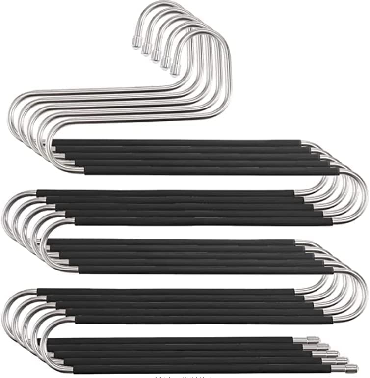 Coclux 5 Packs Pants Hangers S-Shaped S-Type Space Saving Pants Non-Slip Hangers Trouser Hangers Stainless Steel Multi Layer Multifunctional Pant Hanger Closet Storage for Jeans Shirts for Scarfs Ties