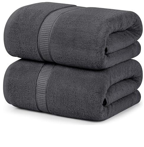 Utopia Towels - Set di 2 (80 x 200 cm), Asciugamani Da Sauna XXL, Asciugamani Da Bagno, Lenzuola Da Bagno, Asciugamani Extra-Large Con Gancio Altamente Assorbente, 100% Cotone (Grigio)