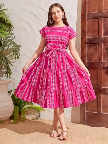 Image of Printed Casual Above the Knee Dresses for Girls