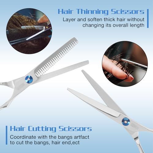 Scedream RJD-BLUE 10 Pcs Hair Cutting Scissors Kit Professiona Set Haircut Scissors thumb #3