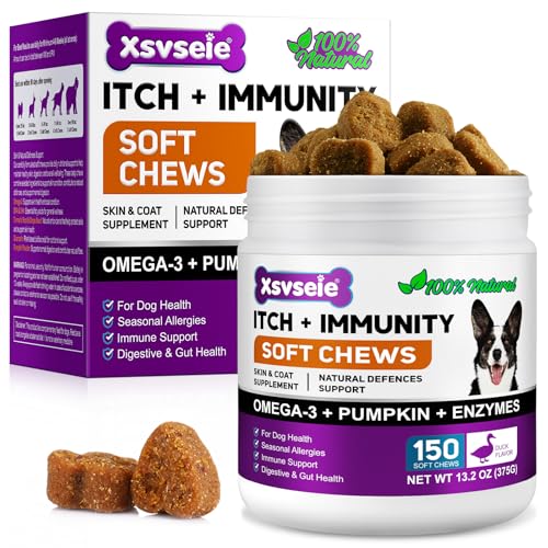 Allergie-Leckerli für Hunde, Allergy Immunity für Hunde, Immun-Leckerli Gegen Juckreiz, Lindert Saisonale Allergien, Fördert Gesunde Haut und Gesundes Fell, Pekingenten-Geschmack, 150 Stück