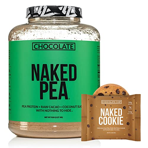 Gluten-Free High Protein Bundle: 5LB Chocolate Naked Pea Protein and Chocolate Chip Naked Cookies 12 Pack