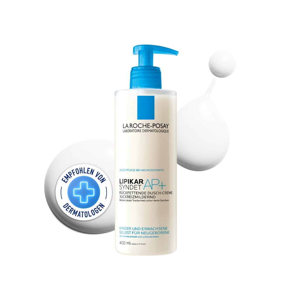 La Roche Posay Rückfettendes Duschgel, Für extrem trockene, zu Neurodermitis neigende Haut, Auch für Babys und Kinder, Mit Niacinamid und Aqua Posae Filiformis, Lipikar Syndet AP, 400 ml