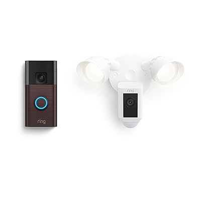 Ring Battery Doorbell with Ring Floodlight Cam Wired Plus (White)