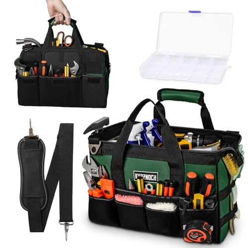 Kurznoch Tool Bag 16Inch Heavy Duty 16-Pocket Tool Box Organizer Storage Portable Toolbox Organization with Soft Handle Carrying Garden Toolbag for Father's Day Dad Men Mechanic Small Storage Box