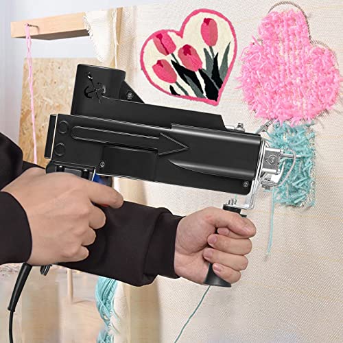 Cut Pile Tufting Gun,HUKOER 5-40 Schritte/s Elektrischer Teppich Tufting Gun 7-21 mm Einstellbare Rug Gun Machine DIY Beflockungsmaschine Textil für Erwachsene Jugendliche Und Bastelbegeisterte Cover