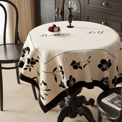 Surwin Mantel Hule Mesa Redonda, Manteles de PVC Estilo Europeo Sencillo, Mantel Antimanchas Impermeable, Manteles Mesa Rectángulo, Ropa Mesa Camilla Lavable para Comedor (Negro 3,100x180cm)