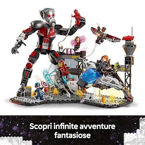 | Marvel Azione di Battaglia Captain America: Civil War - Set con Supereroi, 8 Minifigure Avengers, Aereo Giocattolo Quinjet e Accessori, Giochi per Bambini e Bambine da 10 Anni dal Film 76314 - Lego - Immagine 4