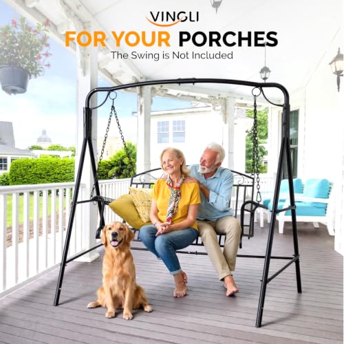 Image of VINGLI Heavy Duty Porch Swing Stand, 660 LBS Steel Frame, Black