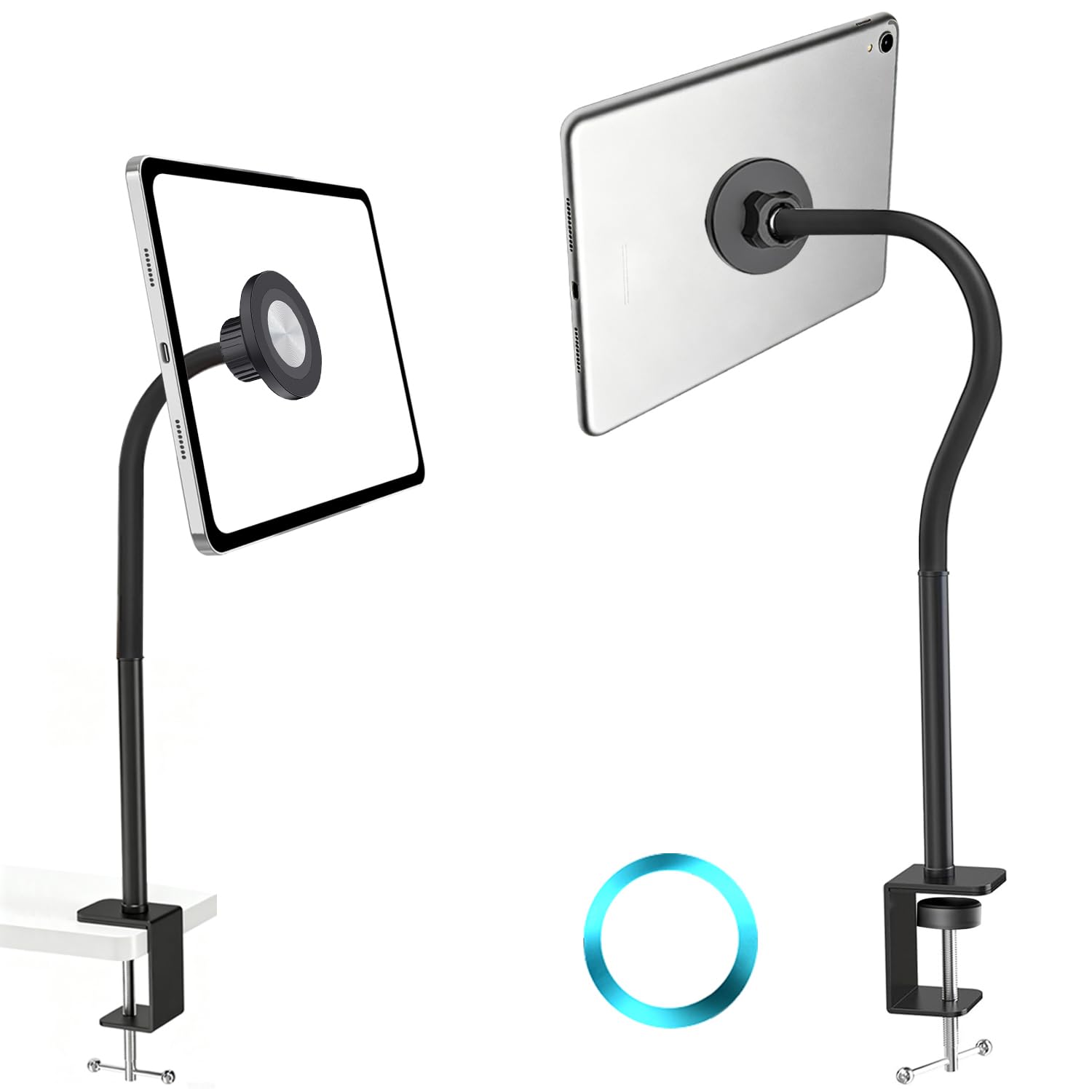 Supporto magnetico per tablet da scrivania, braccio a collo d'oca per iPad, supporto magnetico flessibile per iPad Magsafe, iPad Pro/Air/Mini, Galaxy Tabs, tutti i tablet e i telefoni da 4,7