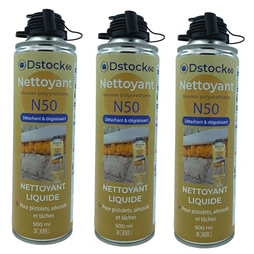 Nettoyant mousse expansive polyurethane pistolets aerosols surfaces lot de 3 500ml