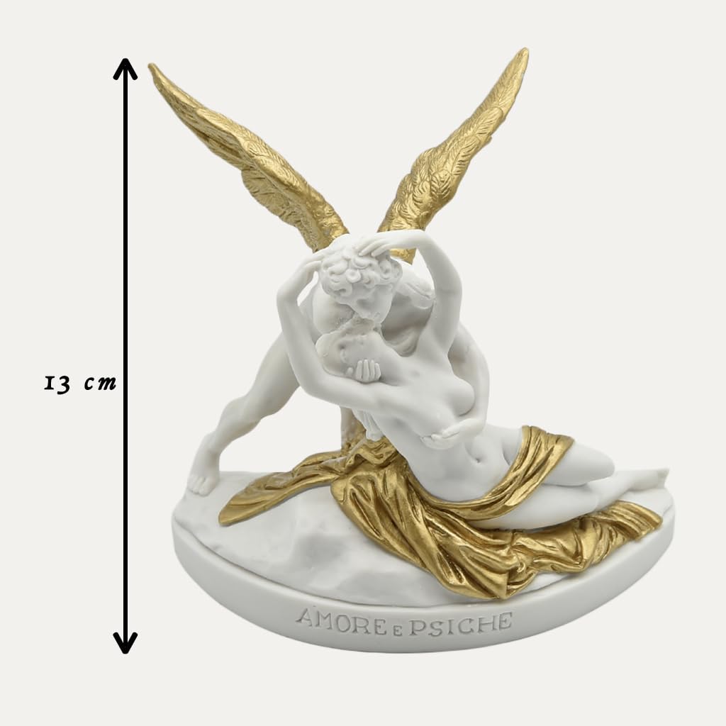 GINGERSHOPONLINE Busto Statua Design: Amore e Psiche (versione dipinta oro) - Riproduzione busto, scultura in marmo e resina - circa 13 cm, 350 gr. - Prodotto Made in Italy - Idea Regalo Casa