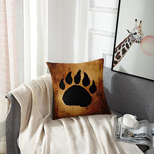 Accrocn Throw Pillow Covers Vintage Lovely Black Bear Paw Print Pillow Decorative Cushion Decorative Pillowcases Polyester 18 X 18 Inch Square Pillowcase Hidden Zipper #TOP3