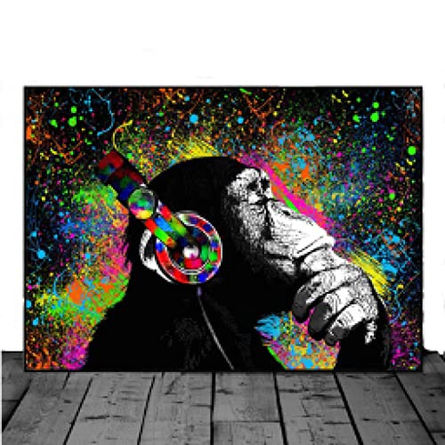 Mur art photos salon terne résolu par la toile singe coloré graffiti 60x80