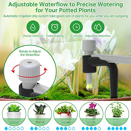 Micro Automatic Drip Irrigation Kit,Solar Power Rechargeable Plant Self Watering System With Timer,Easy Diy Vacation Plant Waterer For Indoor&Outdoor Potted Plant (15~270 Day Duration,Solar Power,Easy To Use,Black) #TOP4