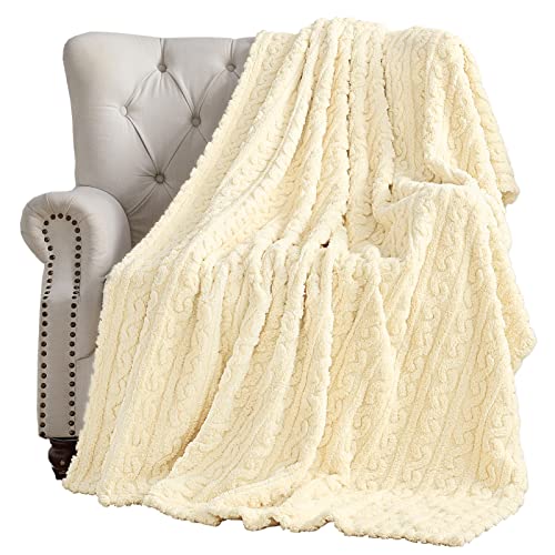 Fy Fiber House Fleece Blanket – 3D Pattern Design Bedding Sherpa Throw Blanket For Camping, Travel Warm Super Soft Fluffy Cozy Decorative Twin 50”X60” Beige #TOP1