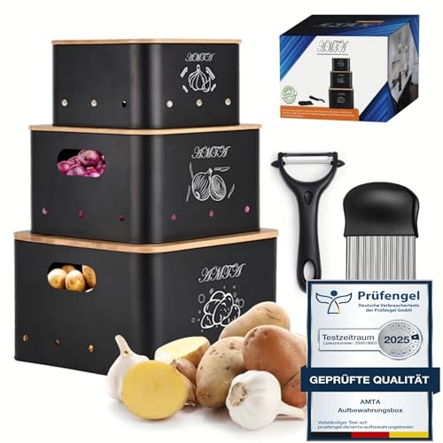 AMTA Potato Storage Box [Set of 3] - Keeps Vegetables Fresh Longe...