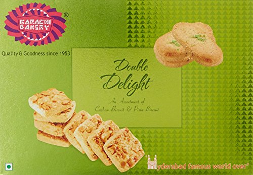Image of Karachi Bakery Cashew Biscuits, 400g + Karachi Bakery Double Delight with Cashew and Green Pista, 400g