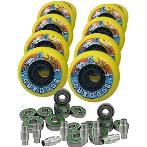 G GoodGear Outdoor Hockey 8 Wheels with 16 Bearings and 8 Spacers Asphalt (ABEC 9, 76mm) Cover