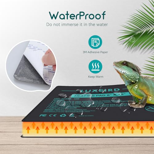 Luxbird Reptile Heating Pad 8X12 Inch With Dual Output Reptile Thermostat Lb-2Sc Combo Set Under Tank Terrarium Heating Mat For Turtles thumb #2