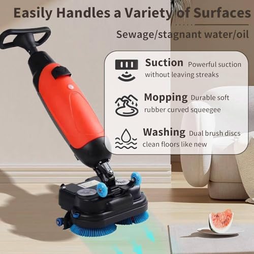 Potente Mini Fregadora De Suelos, Pulidora Eléctrica Inalámbrica para Azulejos, Máquina De Limpieza Multifuncional Comercial con Depósitos De Agua De 4,5 L Y 7,5 L para Una Li,White
