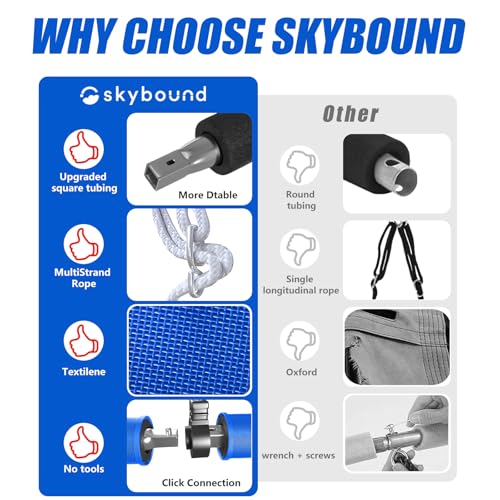 43" Tree Swing 600LB Weight Capacity with Hanging Carabiners, Waterproof Flying Saucer Swing for Kids Adults, Durable Outdoor Disc Swing for Backyard, Camping (Blue) by SkyBound - Image 7