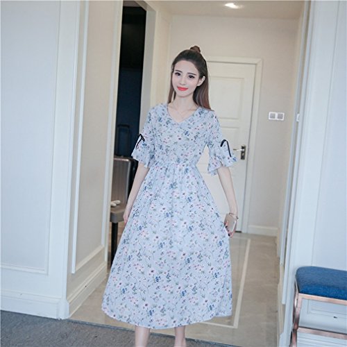 Robe en mousseline de soie robe de taille femme robe ample à manches courtes robe été fleurie