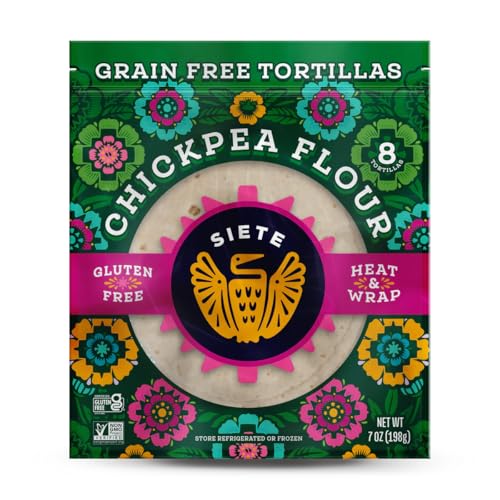 Siete Chickpea Flour Tortillas | Gluten Free | Grain Free | Vegan | 8 Tortillas Per Pack (Pack of 6)