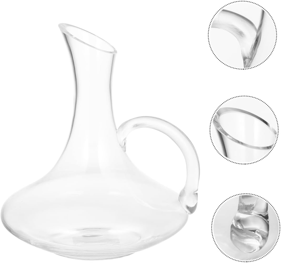 Lead-Free Glass Wine Decanter with Handle 1-Piece Fast Wine Dispenser for Home Use Elegant for Entertaining and Parties
