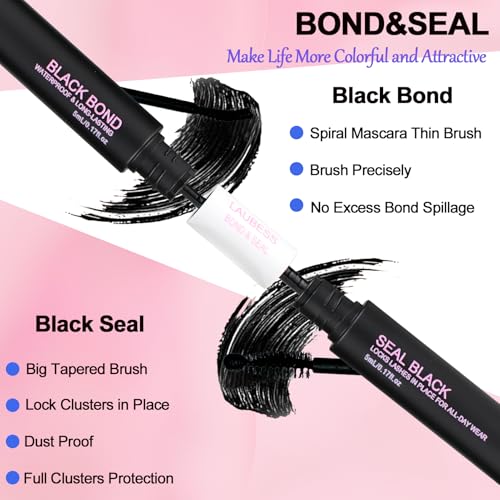 Image of Lash Bond and Seal Waterproof LAUBESS Lash Glue for Eyelash Clusters 2 in 1 Lash Cluster Glue Adhesive Eyelash Glue Home Use Strong Hold 72H 10ml