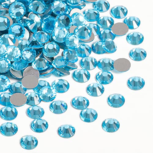 Image of Beadsland 2880pcs Flat Back Crystal Rhinestones Round Gems for Nail Art and Craft Glue Fix,Aquamarine,SS6,1.9-2.1mm | Flatback Glass Gems, 1.9-2.1mm, for Nail Art Craft, Glue Fix