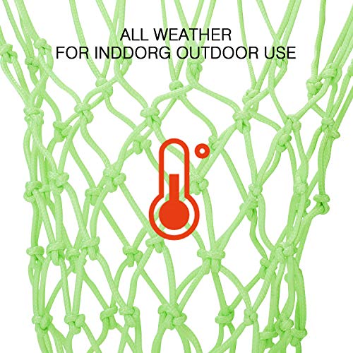 Ruolan Outdoor Basketball Net Glow in The Dark Nylon Glowing Basketball Net Anti Whip Heavy Duty 12 Loops Standard Size Night Basketball Sports Gift for Kids Boys Outdoor Sports Pool School - Thumbnail 2