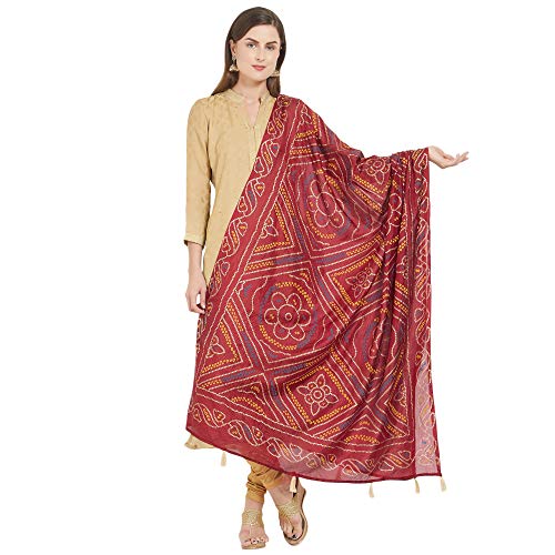 Image of DUPATTA BAZAAR Woman's Printed Bandhini Silk dupatta