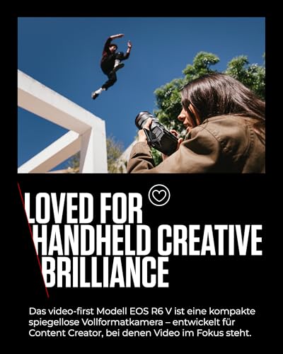 Canon EOS R6 V Spiegellose Vollformatkamera Kompakt | 7K RAW Video, Bildstabilisator & Open Gate Recording | Vlogger-Kamera für Content Creation, Reisen | Kompatibel mit RF-Objektiven