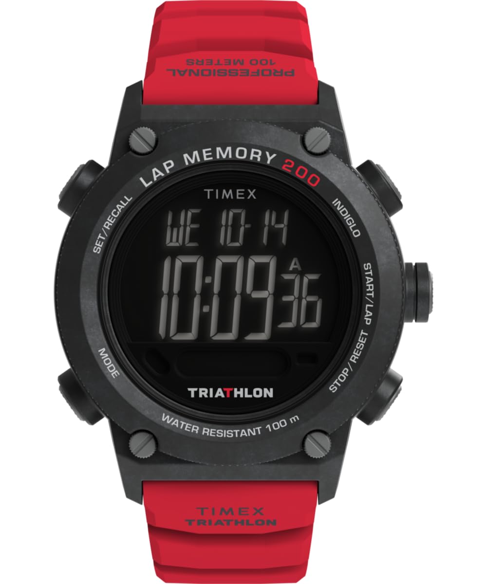 Timex Triathlon 200 Lap TW5M66900 - Orologio da Uomo da 44 mm, cinturino in Silicone Nero Con Display Digital