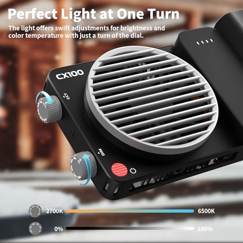 Luz de Video, ZHIYUN CINEPEER CX100 [Oficial] 100W COB Video Light, 2700-6500K, 3840Lux, TLCI 97+ CRI 96+, Regulable, Luz Portátil con Reflector, Domo de Difusión para Iluminación, Fotografía