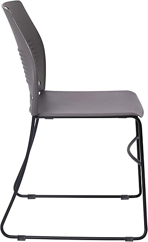 Miniatura 6 de Flash Furniture HERCULES Series Silla apilable comercial  Capacidad de 660 libras  Respaldo de plástico perforado gris duradero  Base de trineo de