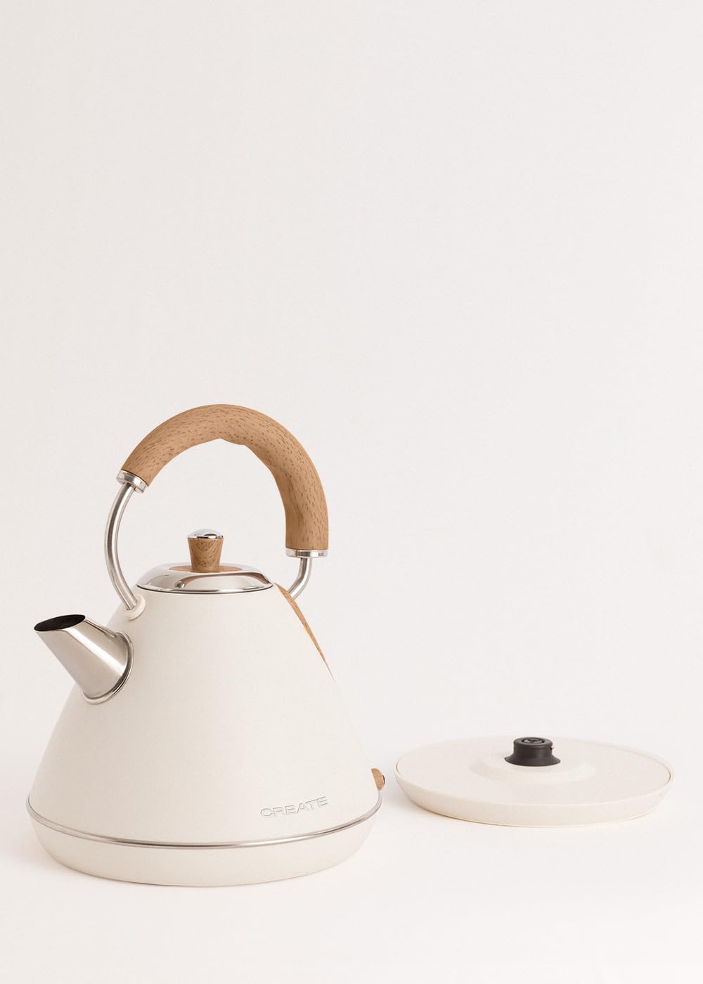 CREATE/KETTLE RETRO L/Bollitore elettrico bianco sporco/Ebollizione rapida, capacità 1,7 l, spegnimento automatico, autospegnimento, indicatore livello dell’acqua, Ø19 cm, 2200 W