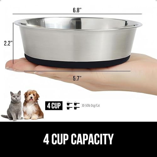 Vista 136 de GORILLA GRIP Juego de 2 cuencos para perros, con capacidad para 8 tazas (64 onzas líquidas), cuenco de metal resistente para alimentos y agua