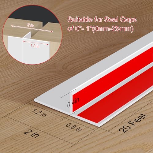 Image of T-Shaped Silicone Seal Strip for Door & Windows, 20Ft Weatherproof Draft Stopper, Gap Seal for Door Sides (White)