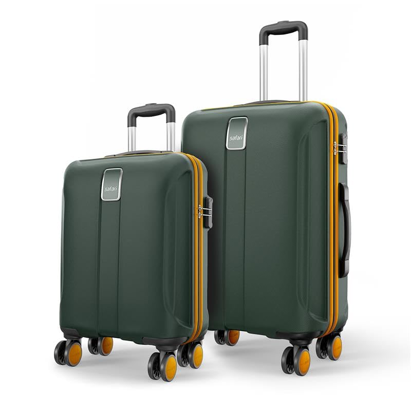 Image of Safari Cabin Thorium Neo 8 Wheels Set of 2 (+ Medium) Trolley Bags, Hard Case Polycarbonate, 360º Wheeling Luggage for Men & Women, Travel Bag Suitcase for Travel, Trolley Bags for Travel, Dusk Green