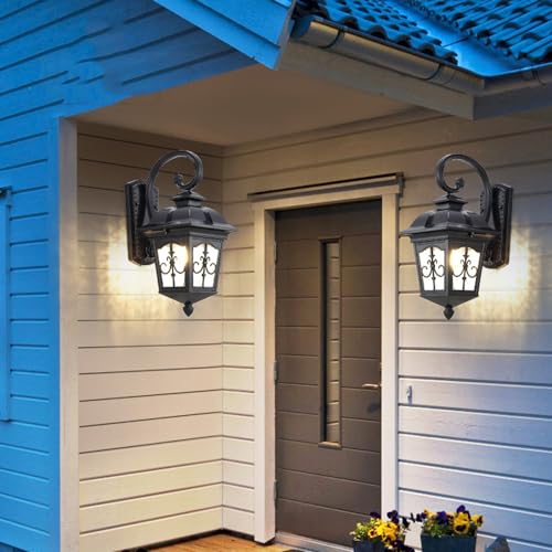 Ceiling Lamp,Farmhouse Black Outdoor Wall Sconce Light Fixture with Gooseneck Design, Antique Bronze Finish Waterproof Large Exterior Wall Mount Lamp for Porch, Patio, Garage, Entryway, Garden Rustic thumbnail 3