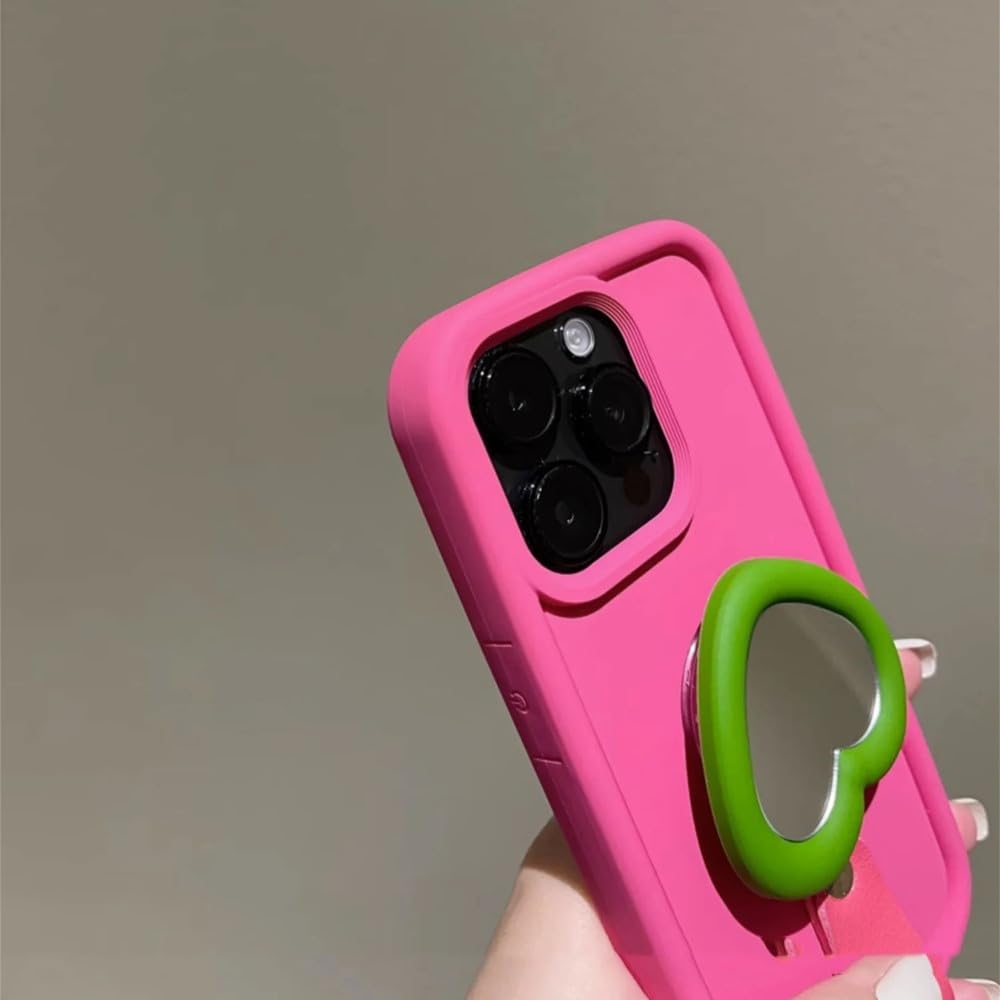 Love Mirror Stand przenośny pasek na rękę zapobiegający zgubieniu prosty futerał na telefon do iPhone'a 15 14 13 12 11 Pro Max 7 8 Plus etui odporne na wstrząsy, czerwony, do iPhone'a 7 8 Plus