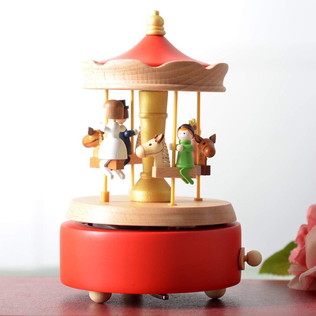 Innovation Scenario Wooden Musical Box, Premium Creative Hand Crank Wooden Crafts Music Box Best Gift and Decorations Idea for Birthday, Christmas - Family Merry-go-round