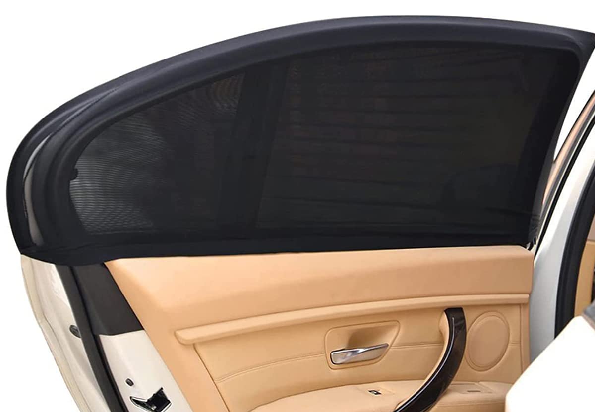 Car Window Shade for Baby Adjustable Mesh Car Curtains Window Net Car Rear Door Outdoor Camping Netting M - Pack of 2, Black, CARSUN06-M